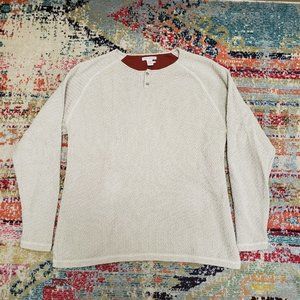 Carbon 2 Cobalt Mens Knit Henley Shirt Size XL Long Sleeve Beige Thick Lined